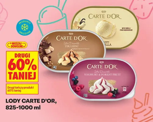 Lody Carte D'Or Yoghurt & Forest Fruit promocja w Biedronka