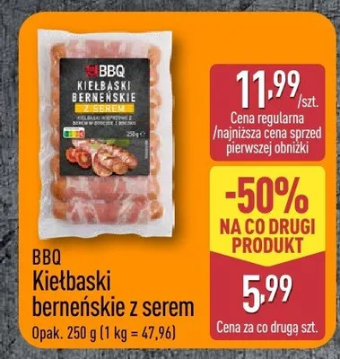 Kiełbaski berneńskie z serem BBQ promocja w Aldi