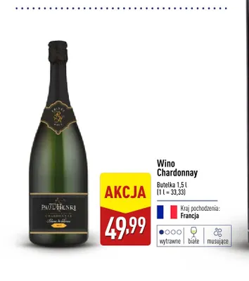 Wino białe Chardonnay Paul Henri promocja w Aldi