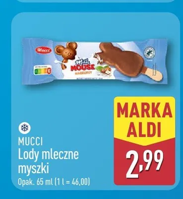 Lody mleczne myszki Mucci promocja w Aldi