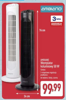 Wentylator kolumnowy AMBIANO 50W czarny promocja w Aldi