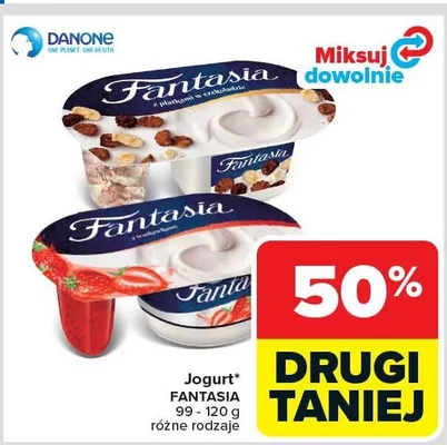 Jogurt Fantasia różne rodzaje promocja w Carrefour