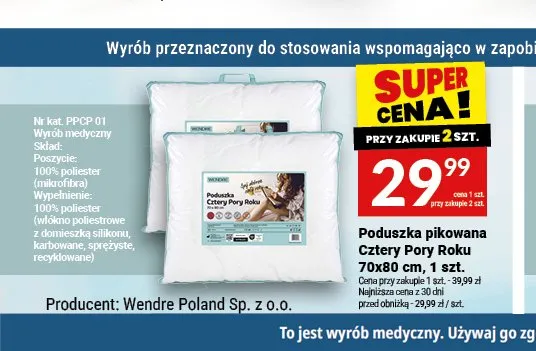 Poduszka pikowana Cztery Pory Roku Wendre 70x80 cm promocja w Twój Market