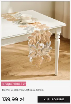 Bieżnik dekoracyjny Leafisa 35x180 cm Home & You promocja w home&you