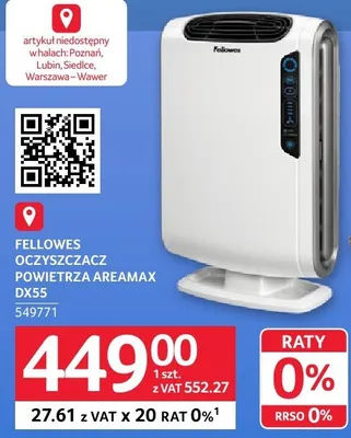 Oczyszczacz powietrza FELLOWES AREAMAX BK25 promocja w Selgros