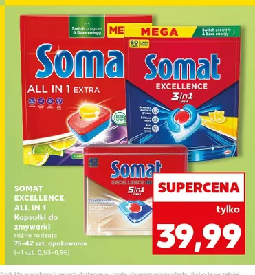 Kapsułki do zmywarki Somat Excellence Premium 5in1 promocja w Kaufland
