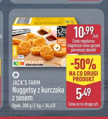Nuggetsy z kurczaka z sosem Jack's Farm promocja w Aldi