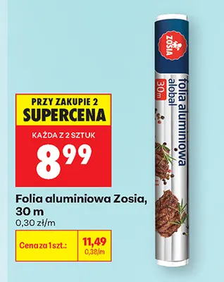 Folia aluminiowa Zosia 30 m promocja w Biedronka