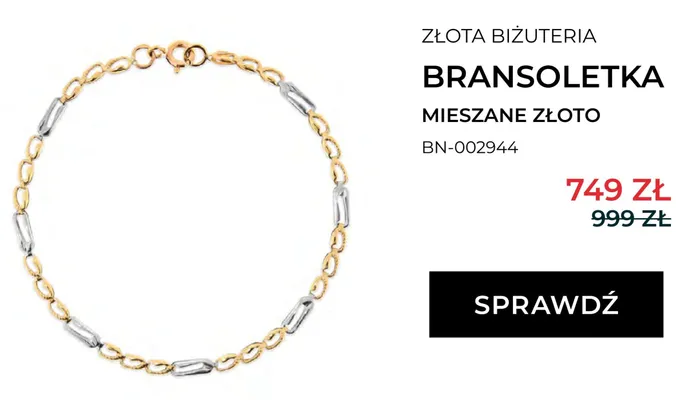 Bransoletka mieszane złoto BN-002944 Briju promocja w Briju