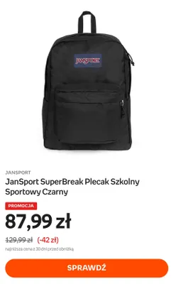 Plecak szkolny sportowy JanSport SuperBreak czarny promocja w Empik