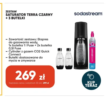Zestaw saturator Sodastream Terra czarny + 3 butelki promocja w Max Elektro