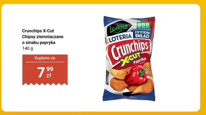 Chipsy ziemniaczane Crunchips X-Cut o smaku papryka promocja w Biedronka
