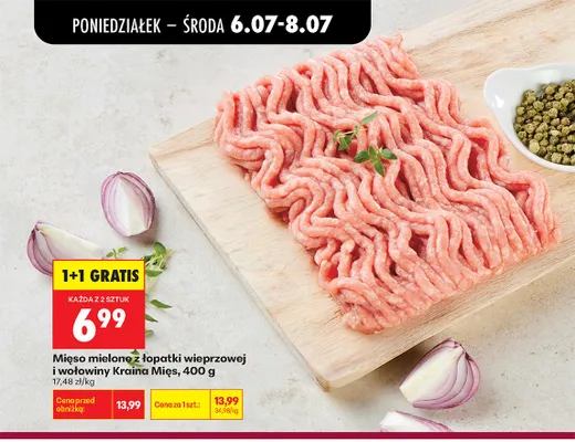 Mięso mielone z łopatki wieprzowej i wołowiny Kraina Mięs promocja w Biedronka