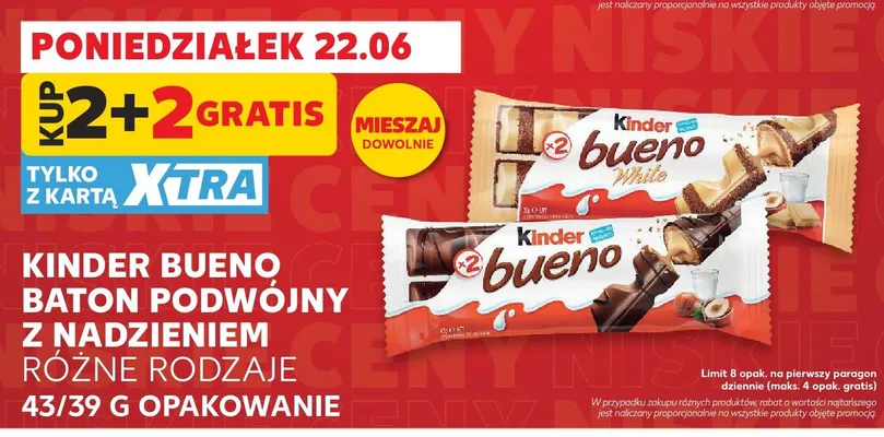 Baton podwójny z nadzieniem Kinder Bueno White promocja w Kaufland