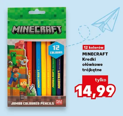 Kredki ołówkowe trójkątne Minecraft 12 kolorów promocja w Kaufland