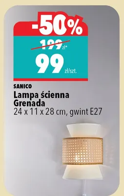 Lampa ścienna Grenada 24x11x28cm, gwint E27 Sanico promocja w Biedronka Home