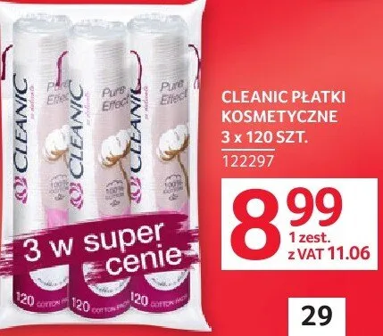 Płatki kosmetyczne Cleanic 3x120 szt. promocja w Selgros