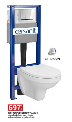 Zestaw podtynkowy Agis II miska bezkolnierzowa z deską wolnoopadającą przycisk chrom promocja w Merkury Market