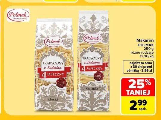 Makaron 4-jajeczny Krajanka Polmak Tradycyjny z Ludwina promocja w Carrefour Market