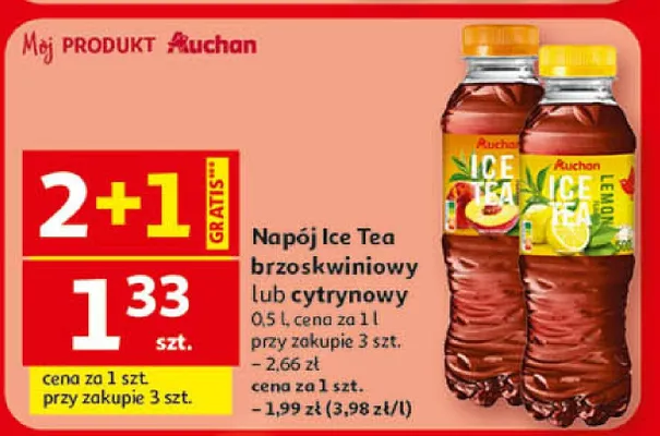 Napój Ice Tea brzoskwiniowy lub cytrynowy 0.5 l promocja w Auchan
