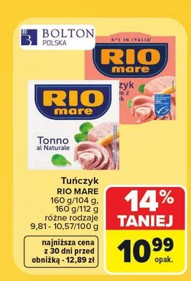 Tuńczyk w sosie własnym Rio Mare promocja w Carrefour Market
