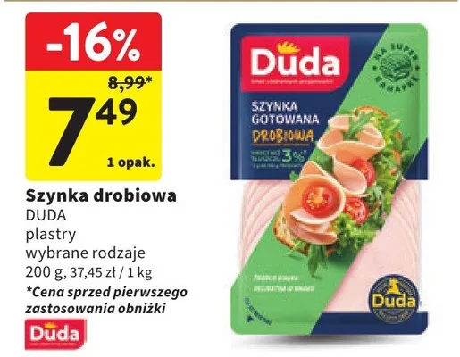 Szynka drobiowa plastry wybrane rodzaje promocja w Intermarche