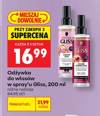 Odżywka do włosów w spray'u Gliss Color Perfector promocja w Biedronka