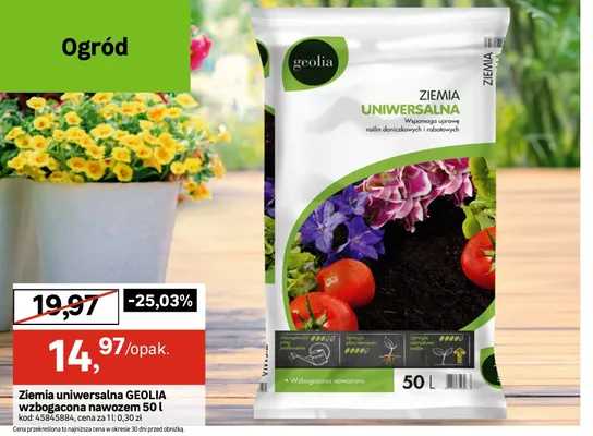 Ziemia uniwersalna GEOLIA wzbogacona nawozem 50l promocja w Leroy Merlin
