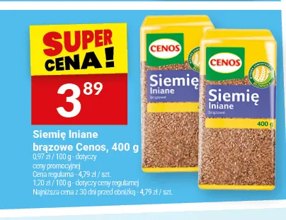 Siemię lniane brązowe Cenos promocja w Twój Market