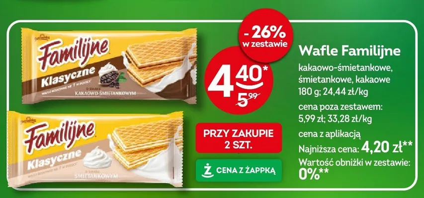 Wafle Familijne kakaowo-śmietankowe promocja w Żabka