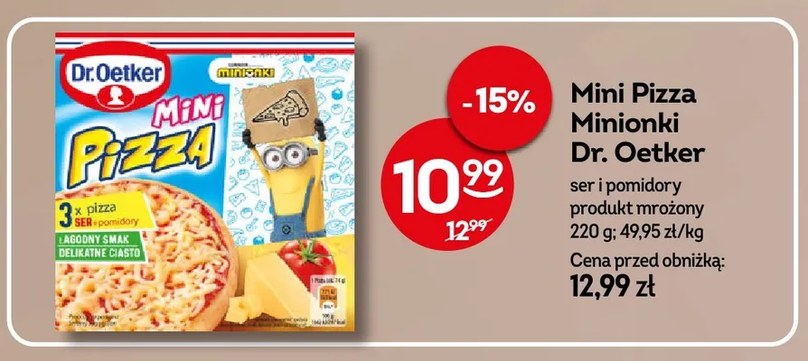 Mini Pizza Minionki ser i pomidory Dr. Oetker promocja w Żabka