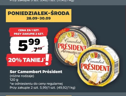 Ser Camembert Président naturalny promocja w Netto