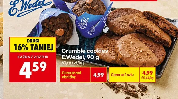 Crumble cookies E.Wedel promocja w Biedronka