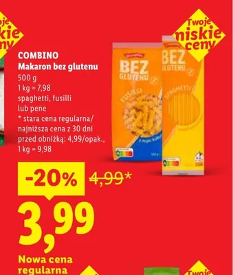 Makaron bez glutenu spaghetti Combino promocja w Lidl