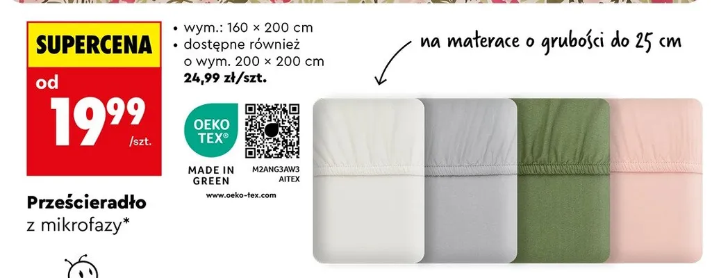 Prześcieradło z mikrofazy 160x200 cm promocja w Biedronka
