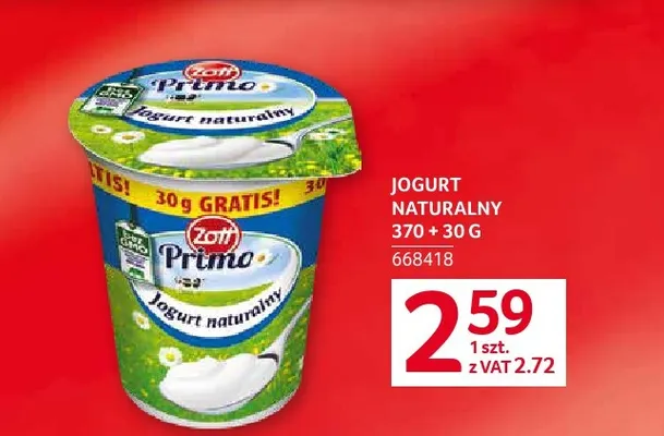 Jogurt naturalny Primo Zott promocja w Selgros