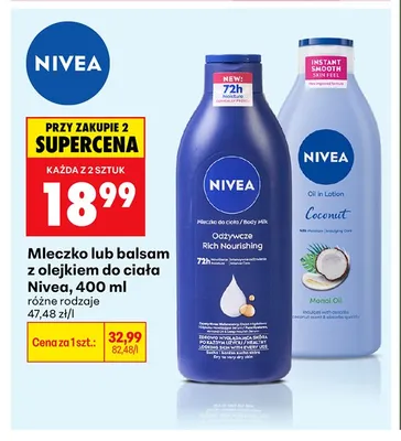 Mleczko lub balsam z olejkiem do ciała Nivea promocja w Biedronka
