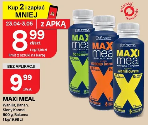 Napój maxi meal wanilia, banan, słony karmel promocja w Chorten