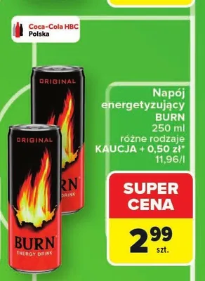 Napój energetyzujący BURN promocja w Carrefour Market