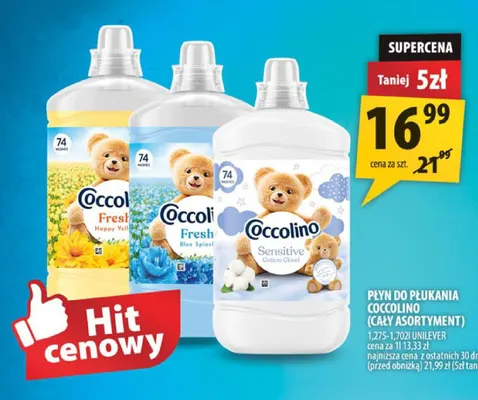 Płyn do płukania Coccolino Fresh Happy Yellow promocja w Arhelan