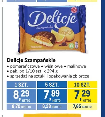 Biszkopty Delicje Szampańskie pomarańczowe promocja w Makro