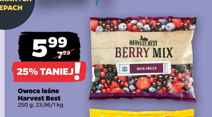Owoce leśne Harvest Best promocja w Netto