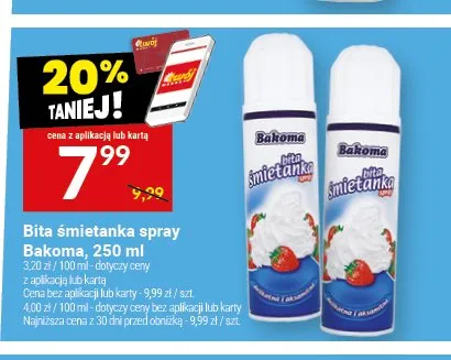 Bita śmietanka spray Bakoma promocja w Twój Market