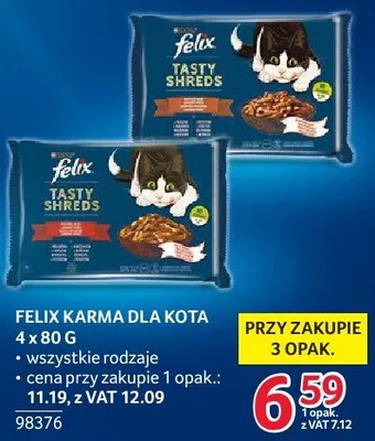 Karma dla kota Felix 4 x 80 g wszystkie rodzaje cena przy zakupie 1 opak. promocja w Selgros
