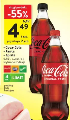 Napój gazowany Coca-Cola, Fanta, Sprite promocja w Intermarche