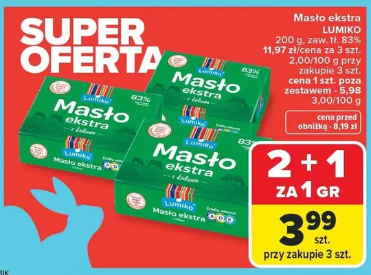Masło ekstra, zaw. tł. 83% promocja w Carrefour Market