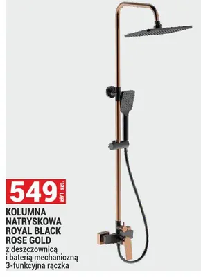 Kolumna natryskowa Royal Black Rose Gold z deszczownicą i baterią mechaniczną, 3-funkcyjna rączka promocja w Merkury Market