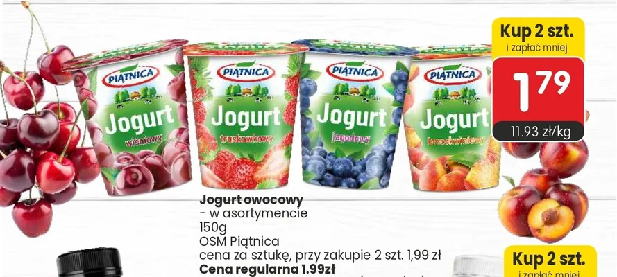 Jogurt owocowy Piątnica jagodowy promocja w Market Point