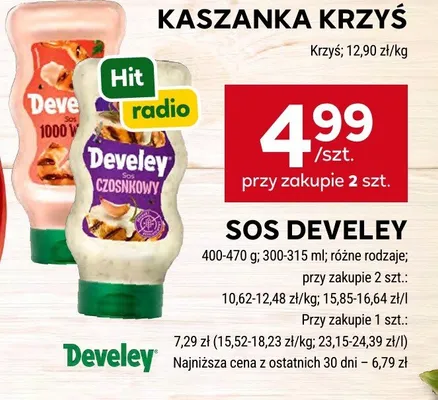 Sos Develey czosnkowy promocja w Stokrotka