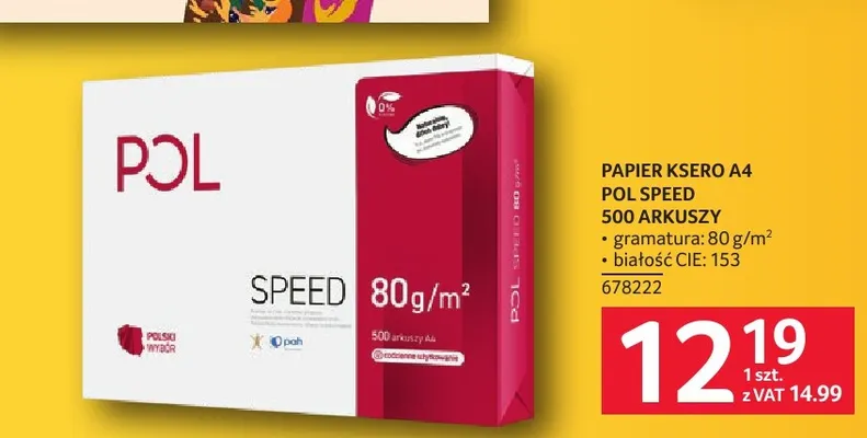 Papier ksero A4 Pol Speed promocja w Selgros